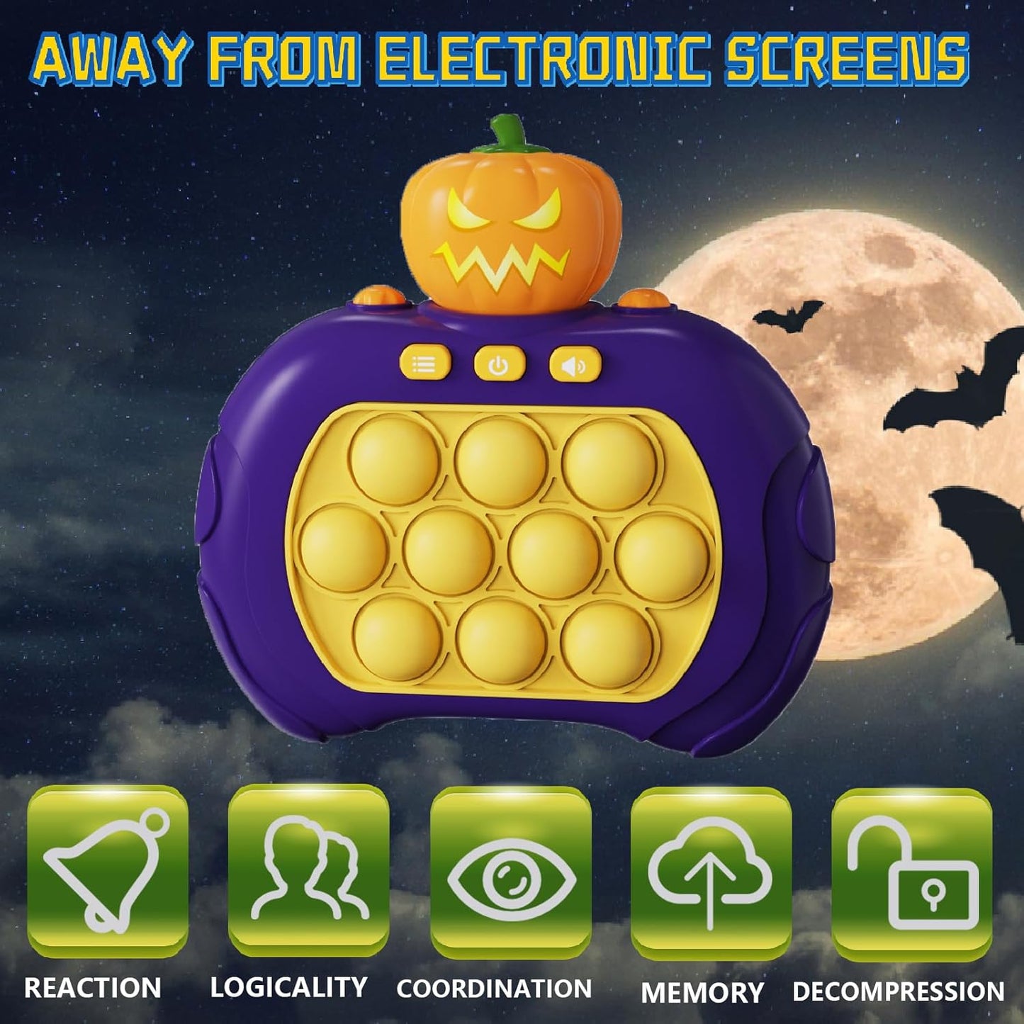 Creative Stress Relief Toys, Decompression Breakthrough Puzzle Pop Button Gopher Game Machine, Novelty Fidget Toys Party Favor Gifts for Kids Adults, Toy for 3+ Year Old (Pumpkin)