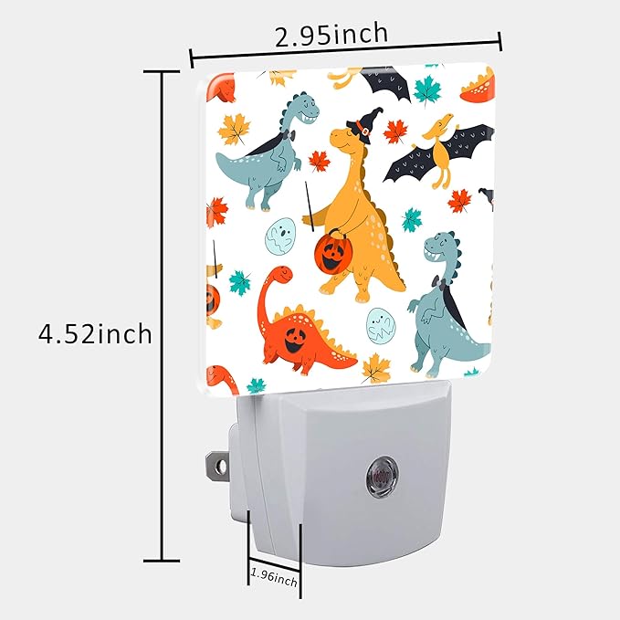Halloween Cute Dinosaur Night Light for Kids, LED Night Light Plug into Wall with Dusk to Dawn Sensor for Girls Boys Women Men Room Decor, Hallway, Kitchen, Bathroom, Nursery, Stairs