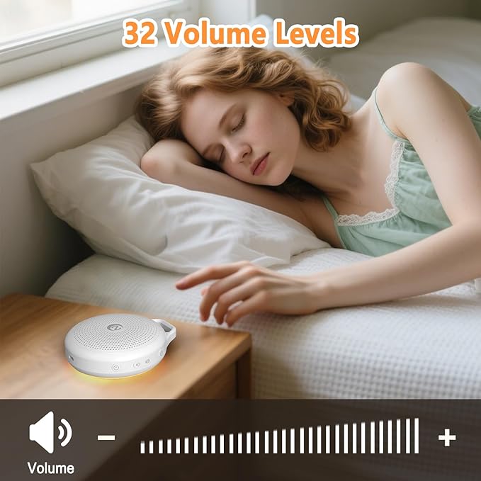 Portable White Noise Sleep Sound Machine for Home and Travel. Perfect for Your Sleeping Baby with a dimmable Night Light and Long Battery Life. Baby Essential Adult/Child Lock Feature