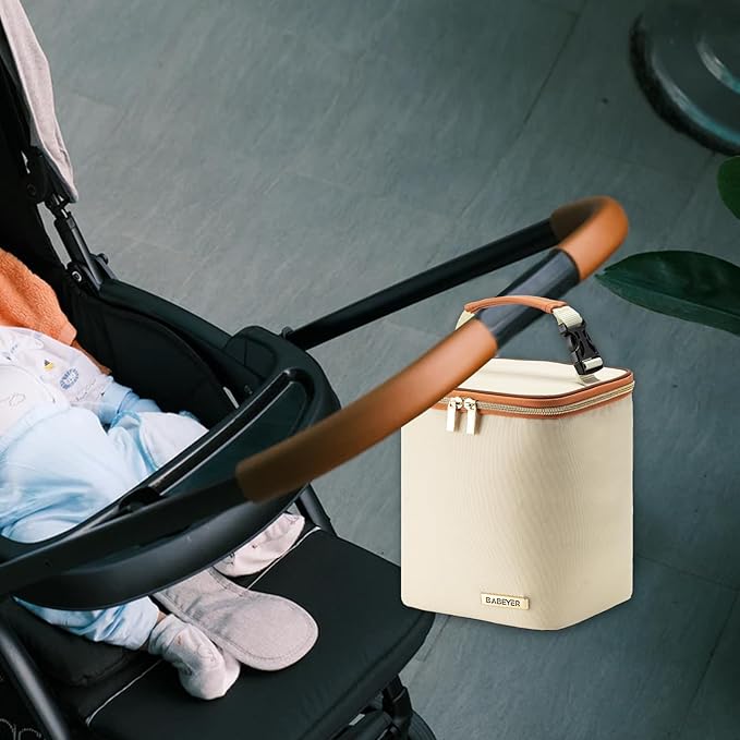 Breastmilk Cooler Bag with Ice Pack Fits 4 Baby Bottles Up to 9 Ounce, Baby Bottle Bag Great for Nursing Mom Daycare