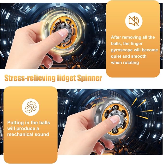 Metal Precision Fidget Spinner - Anxiety Rotator & Restless Fidget Toy, Stress-Relief Tool for Adults & Kids (Grey)