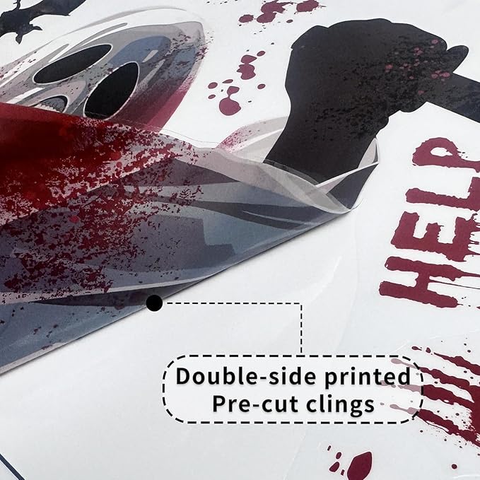 Halloween Ghost Window Clings Horror Bloody Handprints Spooky Ghost Slap The Window Double Sided Large Spooky Designs Halloween Bat Pumpkin Windows Clings for School Home Office Party Supplies Decor