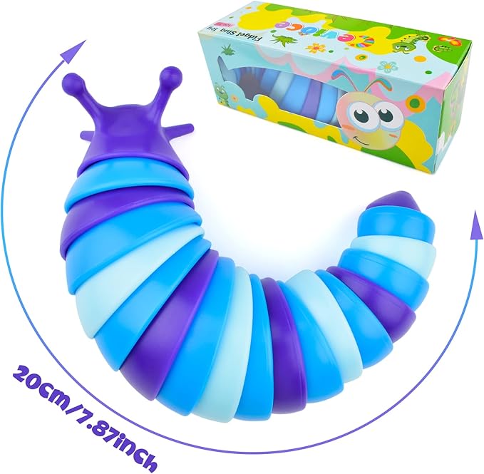 Cevioce Sensory Slug Fidget Toys,Fidget Slug Toys for Adults & Kids Party Favors,1 PC Cute Autism Sensory Toys for Autistic Children,Toddler Christmas Stocking Stuffers,Travel Toys for 1+ Year Old B