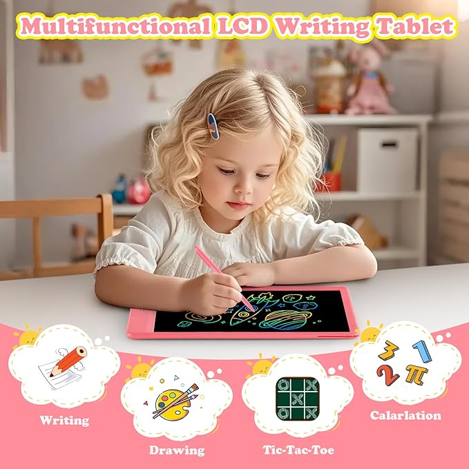 LCD Writing Tablet for Kids Age 3-12 Years-10 Inch, Portable/Interactive/Mess Free Coloring/Reusable Used for Family Educational Learning, Travel Calm Down Toys, Sketch Pad, Stuffers Gifts for Teen