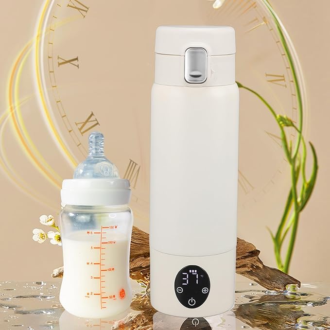 Portable Bottle Warmer, Bottle Warmer, Portable Milk Warmer for Travel, Quickly Heats Water, 37-50°C, Adjustable Capacity 300ml, Travel Bottle Warmer