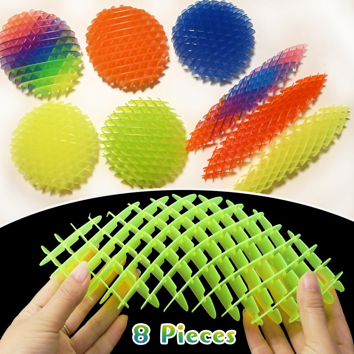 Fidget Worm Toy 8 PCS - Fidget Toys,Multicolor Stress Relief Fidget Toys,Sensory Slug Fidget Toy,Resistance Fidget Toys,Anxiety Relief Toys for Kids & Adults,Elastic Mesh Toys (8 Colors Packing)