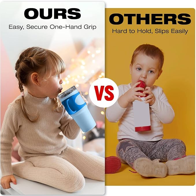 NiHome Tumbler Grip Compatible with 14oz Stanley Quencher, Fit for 12 15oz Zak Owala kids Cups Accessories Handle, Silicone Dual-Handle Tumbler Handles for Home Travel Outdoors Daily Use (2PCS,Blue)