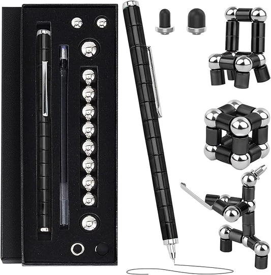 Magnetic Fidget Pen Toys - Multifunctional Writing Novel Pen for Friends, Kids, Boys, Girls, Teens 8+, Office Teacher Birthday Party Gifts, Stress & Anxiety Relief(Black)