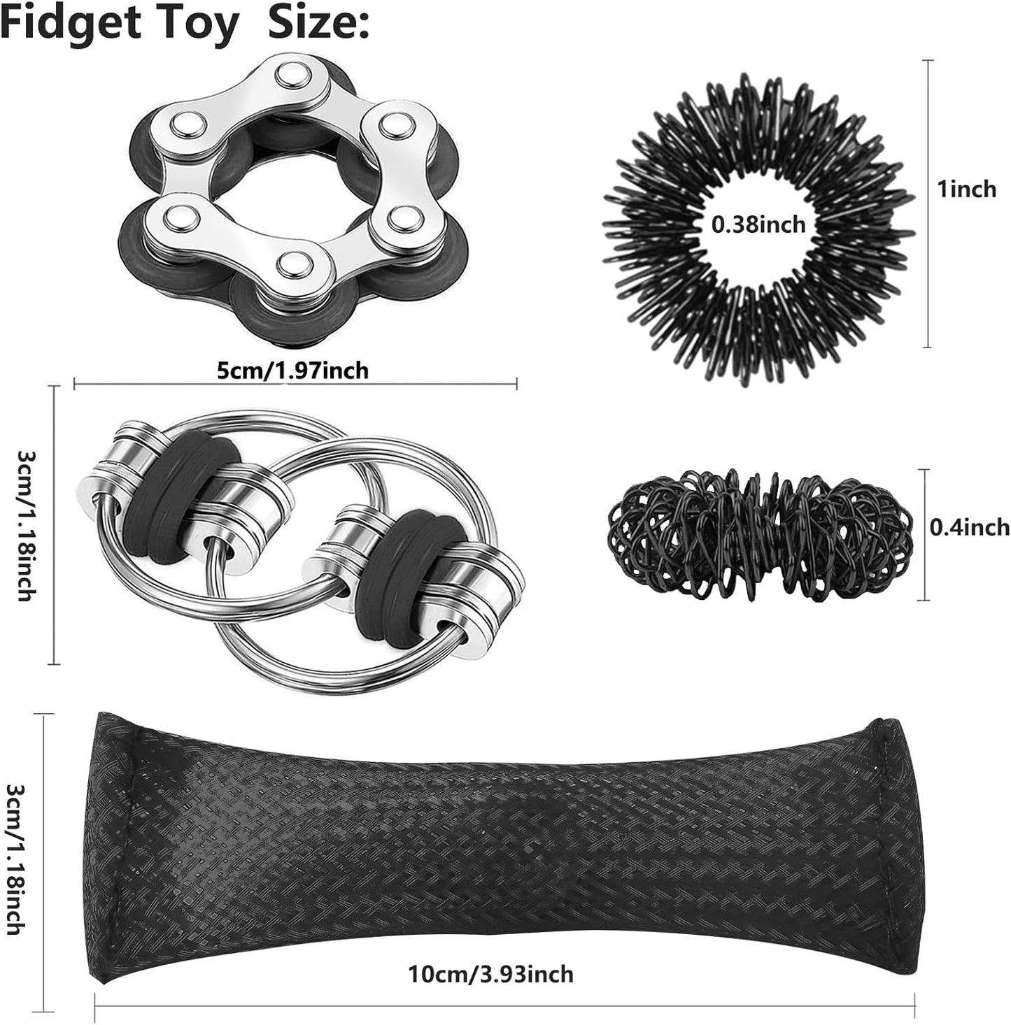 8Pcs Sensory Fidget Toys with Fidget Spinner Anxiety Toys Acupressure Rings Bike Chain Marble Mesh and Flippy Chain Desk Fidgets Stim Toys for Autism Fidget Toy for Teens Adults Boys & Girls