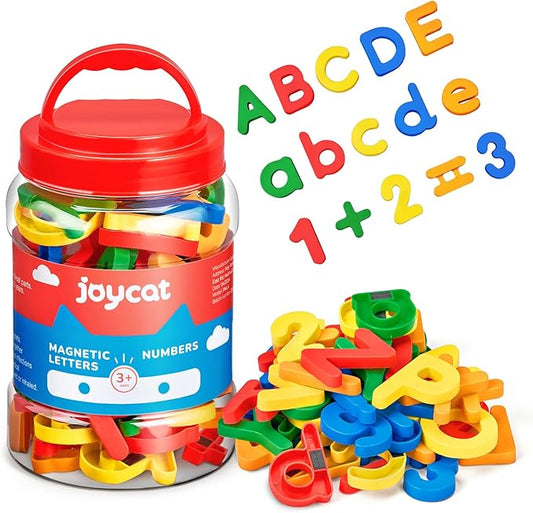 JoyCat 78 Pieces Magnetic Letters Numbers Alphabet Fridge Magnets ABC 123 Preschool Educational Learning Plastic Colorful Toy Set Uppercase Lowercase Math Symbols for Toddlers Kids
