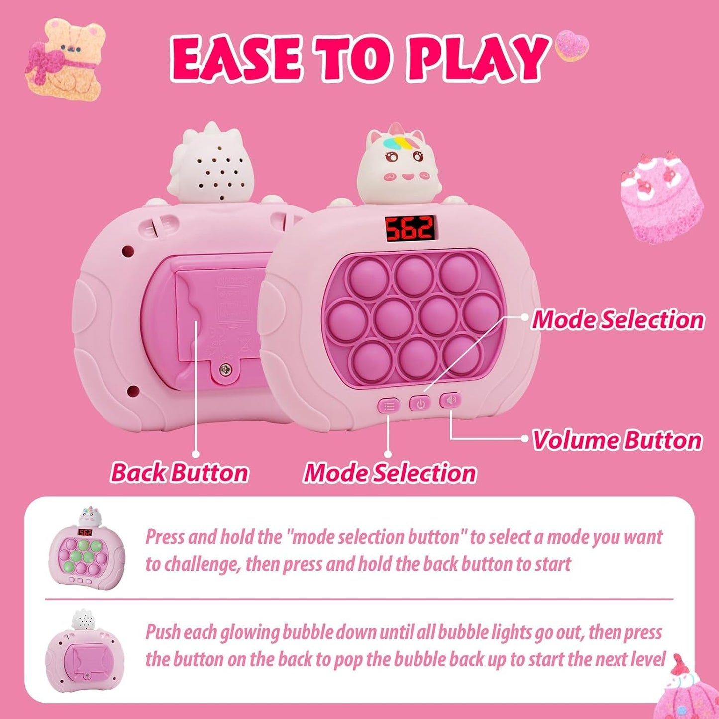 Fast Push Game Fidget Toys, Quick Push Pop Game, Fast Push Bubble Game Console, Fidget Toys, Light Up Pop Game for Kids and Adults, Birthday Gift