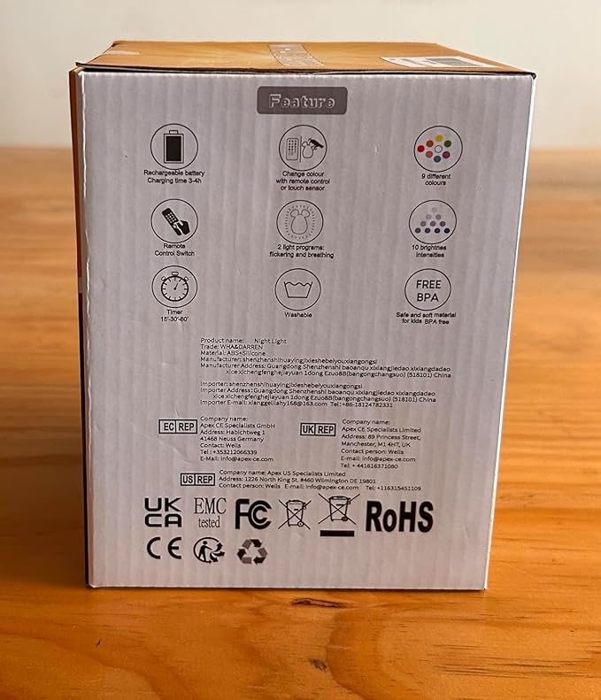 WHA&DARREN Koala Night Light for Kids, Silicone Bedside Lamp, Baby Nursery Light, Children Night Lights, Squishy Night Light for Kids Room,Kawaii Lamp, Animal Night Lights for Girls and Boys