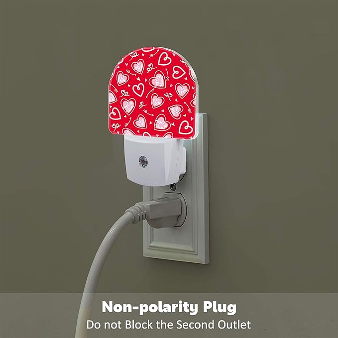 Valentine's Day Love Words and Arrow Night Light for Kids, Red Love Hearts Night Light Plug in with Dusk to Dawn Sensor,0.5w Energy Saving Nightlight for Hallway Stairway Kitchen Bedroom