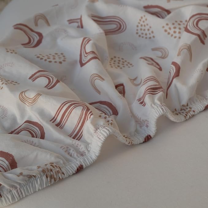 Gllquen Baby Bassinet Sheets 2 Pack, 100% Organic Cotton Bassinet Fitted Sheets for Girls Boys, Soft & Breathable Unisex Baby Mattress Sheet for Standard Bassinets 33"x17"(Khaki)