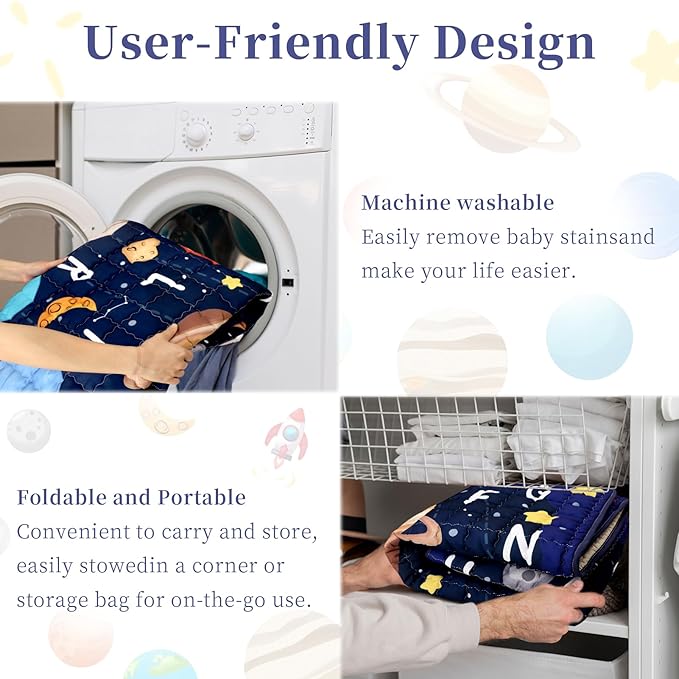 Baby Play Mat for Floor, GFU Non-Slip 50x50 Playpen Mat, Thick One-Piece Crawling Mat Blue, Infants Playmat Foldable and Machine Washable for Boys