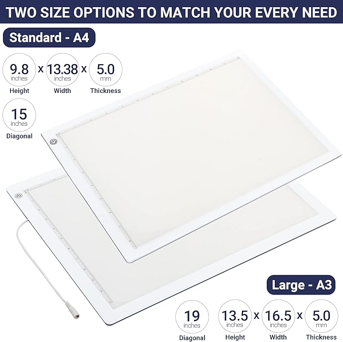 LED Tracing Light Box, Ultra-Thin Light Pad with Adjustable Brightness, Includes USB Cable, Adapter, Tracing Paper, and Clip. Portable Drawing Pad and LED Board for Sketching, Cricut Projects, Art