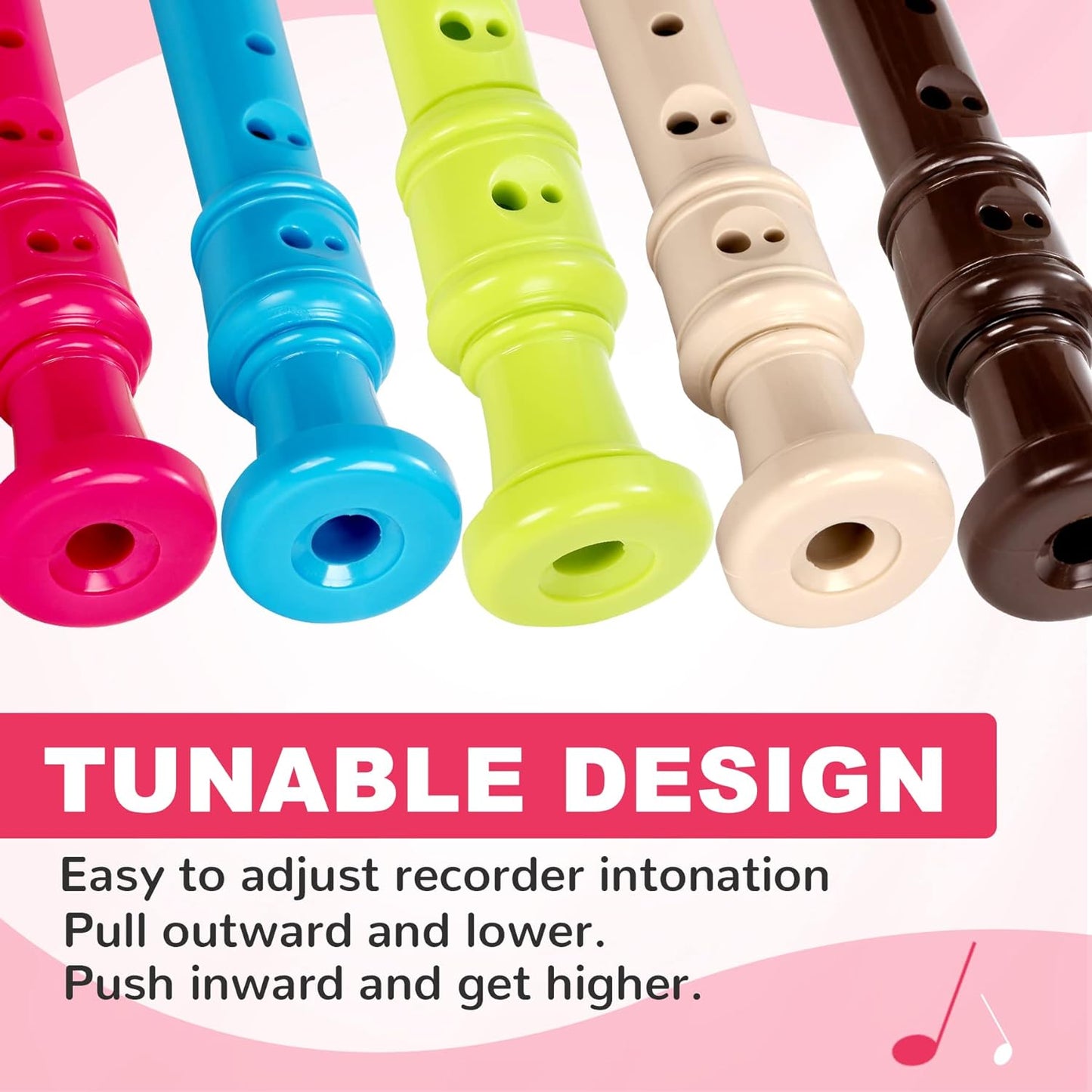 CONJURER 10Pc Soprano Recorder Instrument for Kids Student - German Fingering 8 Hole Flute ABS Descant Recorders for Beginners with Cleaning Rod and Bag for Kids over 3 Years Old