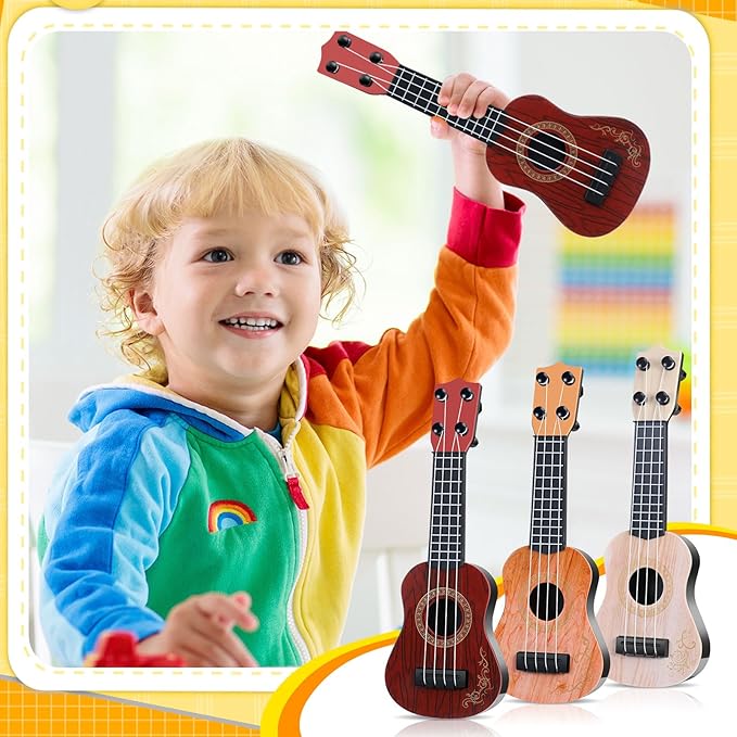Lenwen 24 Pcs Kids Ukulele Guitar 10 Inch Kids Toy Ukulele 4 Strings Mini Guitar Children Musical Instruments Educational Learning Toy for Toddler Beginner Preschoolers Education