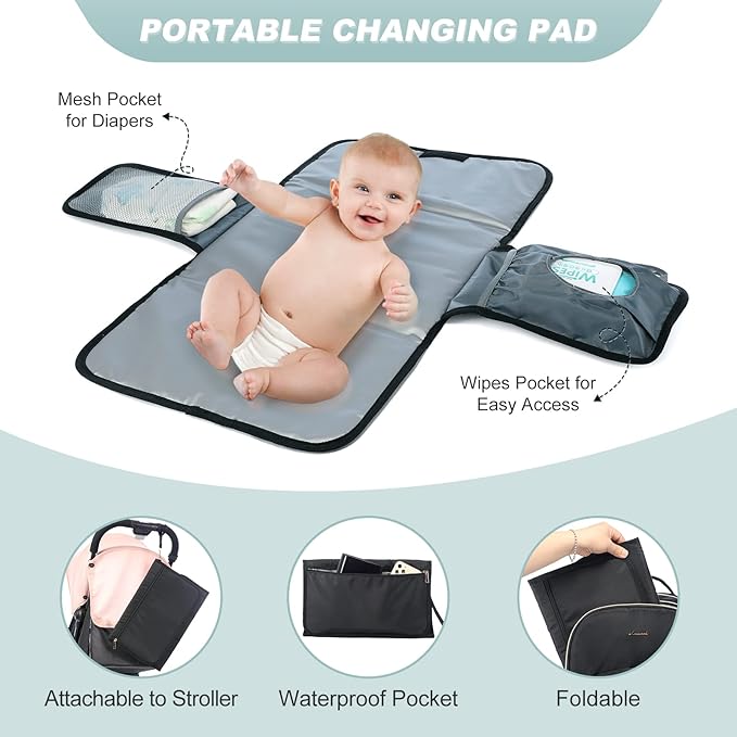 LOVEVOOK Diaper Bag Backpack, Quilted Baby Bag with Changing Pad & Pacifier Holder, Waterproof Travel Diaper Bags for Baby Boys Girls, Stylish and Large Capacity, Black