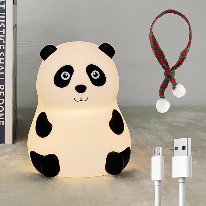 Kids Night Light Cute Panda,Silicone Nursery Lamp for Baby and Toddler,Animal NightLight for Boys and Girls,Squishy Night Light for Bedroom,Cute Lamp for Kids Room (Panda)