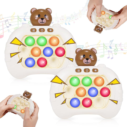 Pop Fidgets Kids Games Toys: 2 Pack Colorful Light Up Fast Push Bubble Handheld Game Sensory Toys for 6 7 8-12 Year Old Boy Girl Birthday Gift for 3-12 Year Old Girls Boys