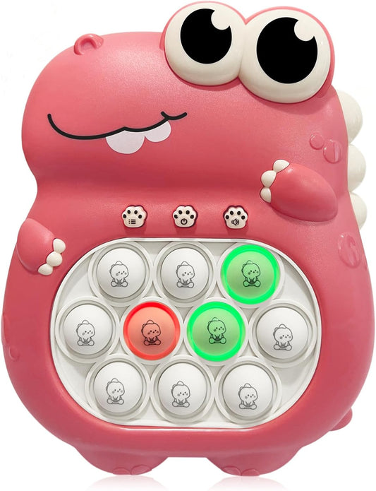 Pop Quick Push Game Light Up Fidget Toys Handheld Puzzle Press Popping Game Console for Kids Ages 3+ Adult Pink Dinosaur