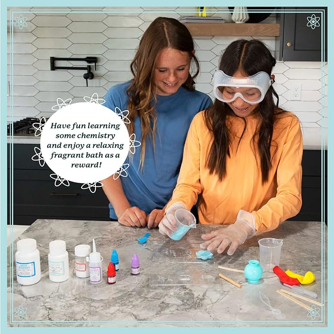 MindWare Science Academy Bath Bomb lab - A 20pc DIY Experiment kit for Boys & Girls - Make 4+ Bath Bomb Experiments - Great Gift for Children & Teenagers