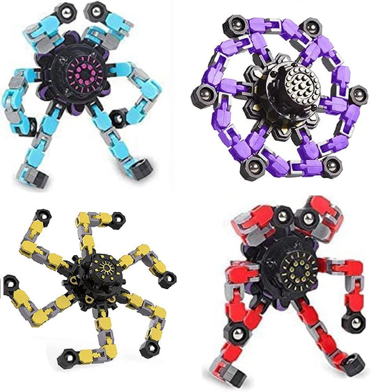 Gifts for Kids Teenage 4 Packs Transformable Fingertip Chain Robot Toy DIY Deformation Robot Deformed Mechanical Toy for Kids Adults
