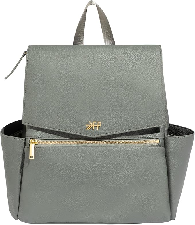 Freshly Picked Mini Classic Diaper Bag Backpack, Wipeable Vegan Leather, Womens (Stone)