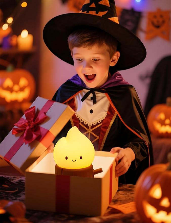 Cute Candles Light, Electronic LED Flameless Candle, Cute Emotional Support Flame Night Lamp, Mood Candlelight for Christmas Birthday Party Decor