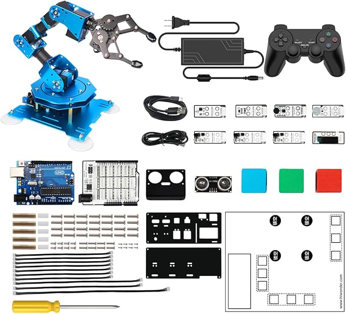 Robotic Arm 6DOF Robot Arm Kit with Secondary Development Compatible with Arduino, DIY Programming Kit STEAM Robot with Sensor and Arduino Open Source Code & Tutorial