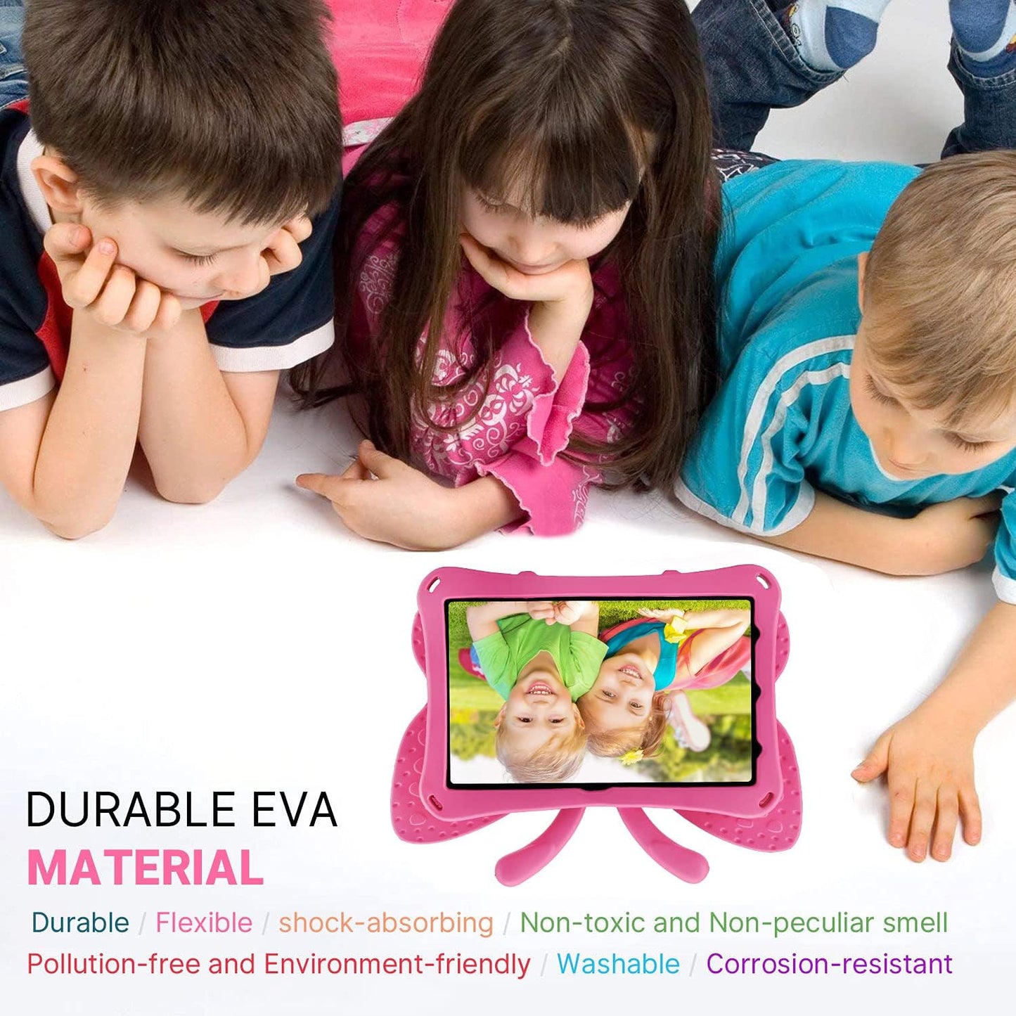 Fire HD 10 Kids Tablet 11th Gen 2021 2023 Case 10.1 Cute Butterfly Kids Pro Case with Stand Light Weight EVA Rugged Shockproof Heavy Duty Kids Friendly Full Cover for Kids Girls (Rose)