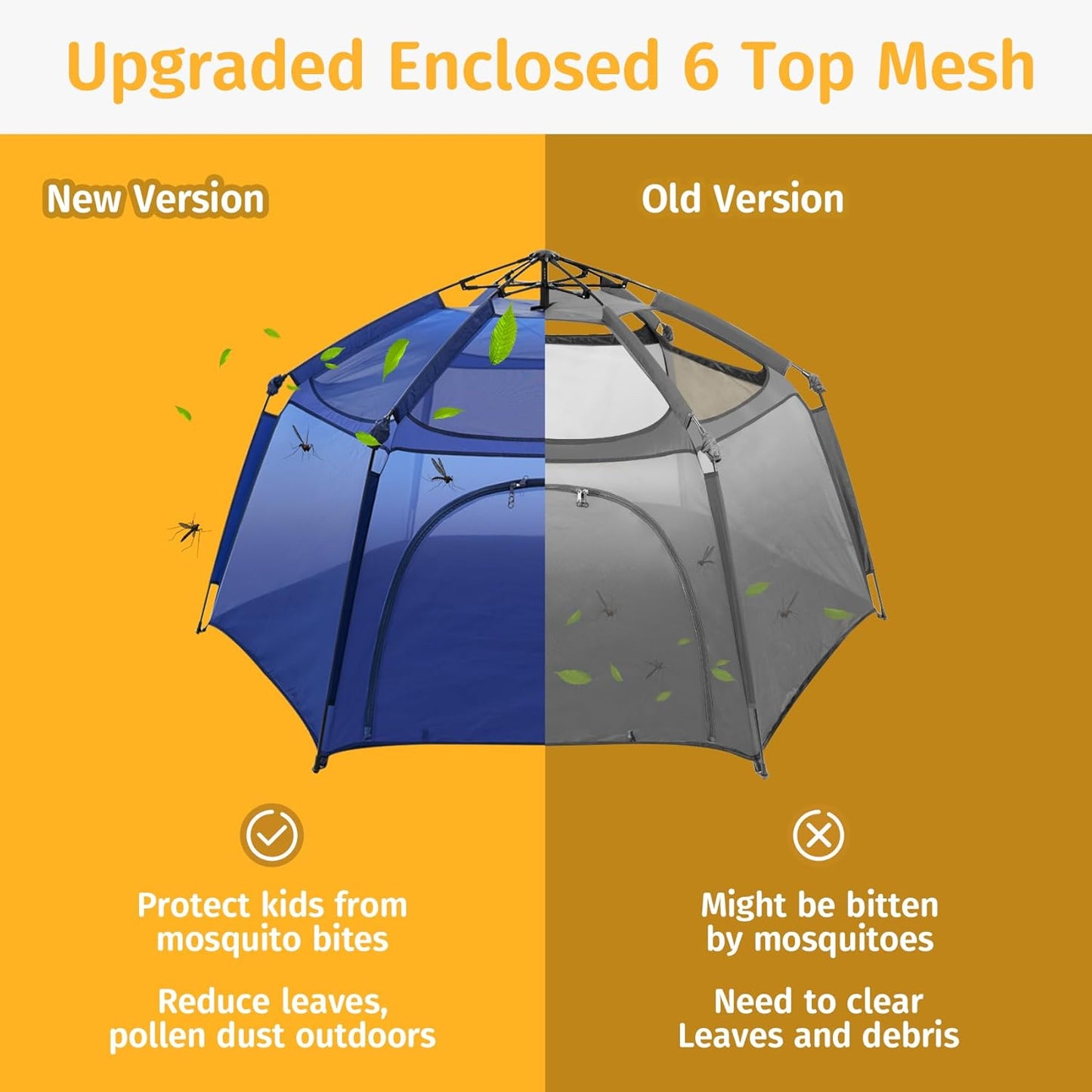 Alvantor Baby Playpen Play Yard 84"x84"x44”Large Kids Tents Pop Up Play Tent Indoor Outdoor Playhouse for Babies Toddlers Children Camping Playground Beach, 36-96 Months, Navy