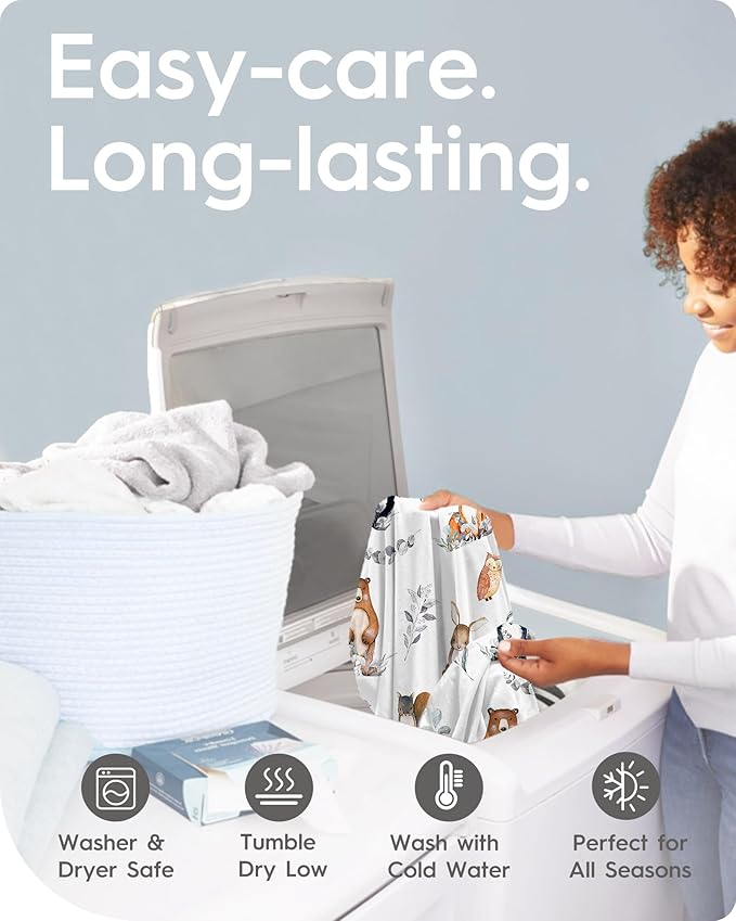 Crib Sheet Netural, Premium Soft Jersey Knit Fitted Crib Sheet, Crib Mattress Sheet, 28''x52''x9'' Extra Deep Pocket (Deer & Bear)