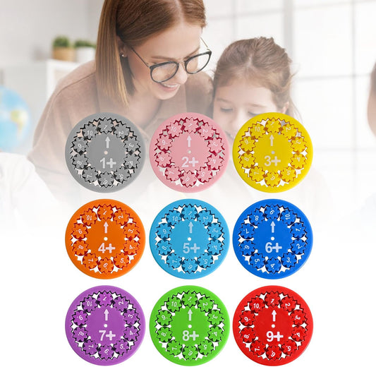 Math Fidget Spinners,Educational Math Fact Fidget Spinners - Learn Division & Multiplication - Perfect for Stimmers & Fidgeters (Add Or Subtract 9pcs)