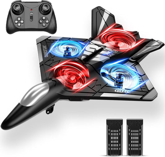 4DRC V31 Foam RC Planes Remote Control Airplanes for Kids Adults 4-7 8-16, Remote Control Planes Fighter Jet with Light, 360° Flip Fighter Jet Toy, Gravity Sensing, Stunt Roll, Gifts for Kids Boys