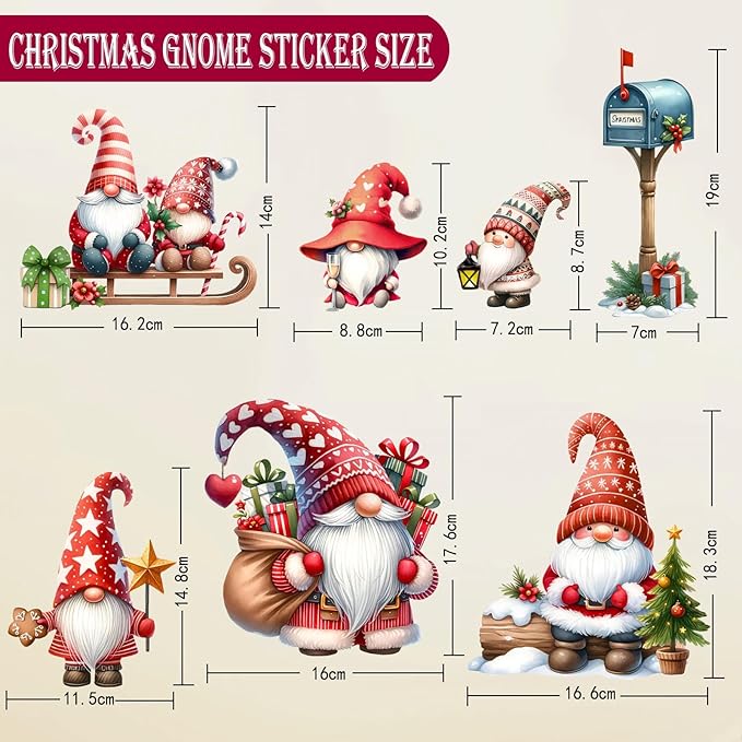 Christmas Window Clings, Gnome Window Stickers,Window Decals Snowflake, Gnome Christmas Truck, Home Decorations,Thanksgiving Xmas Gifts,Kitchen, Living Room, Bedroom Window Stickers