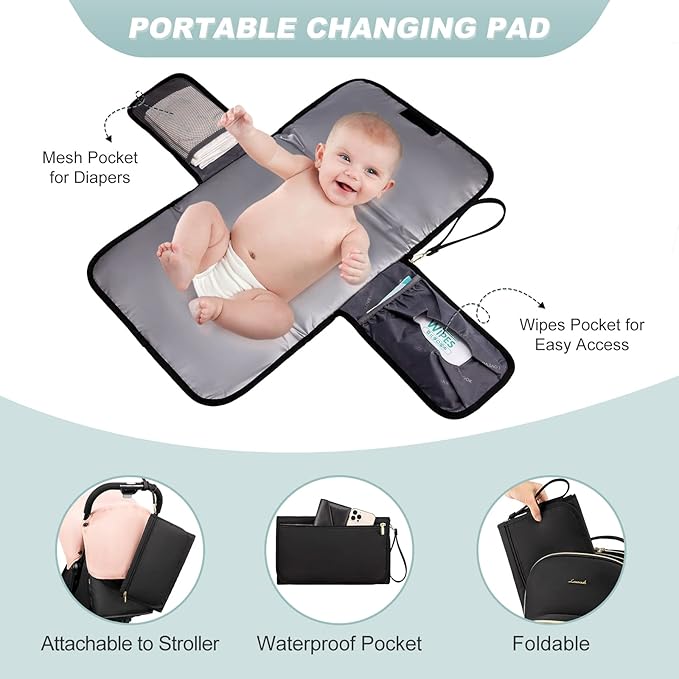 LOVEVOOK Diaper Bag Backpack, Quilted Baby Bag with Changing Pad & Pacifier Holder, Waterproof Travel Diaper Bags for Baby Boys Girls, Stylish and Large Capacity, Lozenge-Black