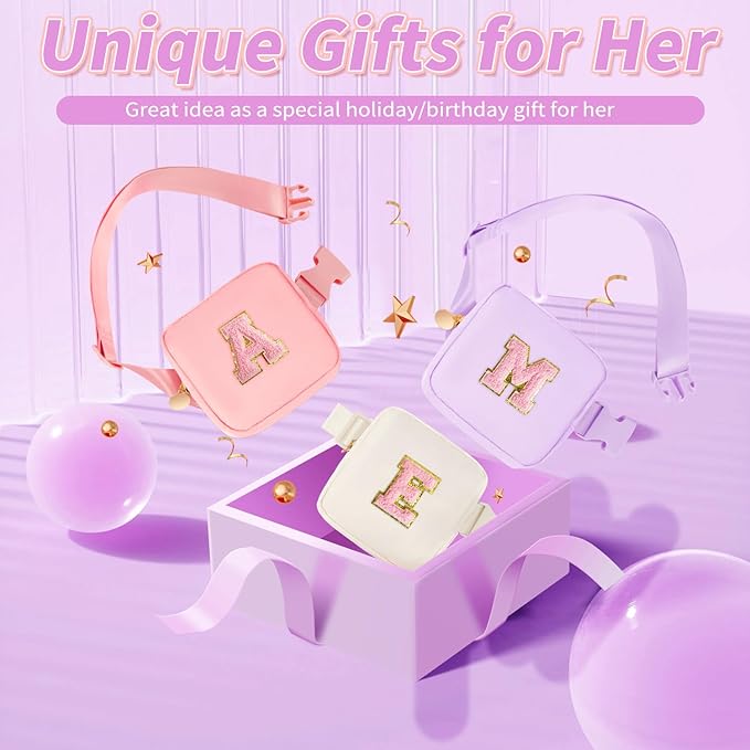 Mini Belt Bag Fanny Pack with Initials Letter Patch Small Crossbody Bags Cute Stuff Birthday Gifts for Teenager Girls Trendy Stuff for Teens - Z,Lavender