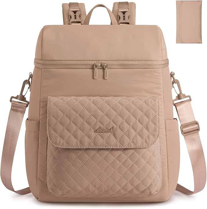 LOVEVOOK Diaper Bag Backpack, 3 in 1 Baby Bag with Changing Pad & Detachable Straps, Large Diaper Backpack for Mom Dad with Stroller Buckles