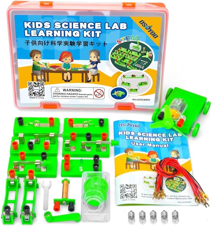 OSOYOO Kids Electricity Science Kit,Hands-on Electricity and Magnetism Experiments for Kids
