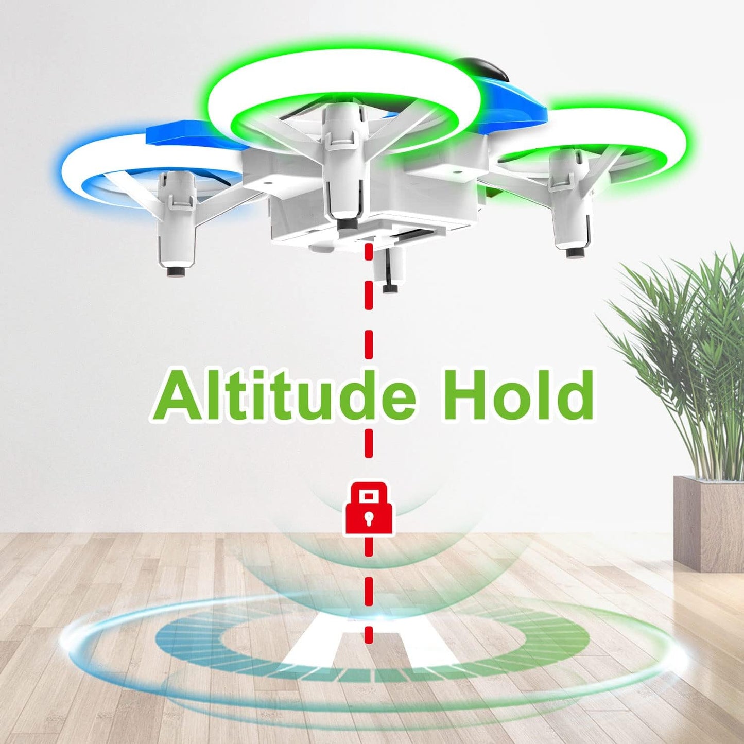 Dwi Dowellin 4.9 Inch Mini Drone for Kids LED Night Lights One Key Take Off Landing Flips RC Remote Control Small Flying Toys Drones for Beginners Boys and Girls Adults Nano Quadcopter, Blue