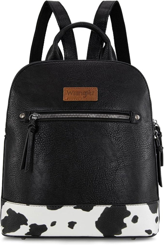 Montana West Wrangler Backpack Purse for Women Medium Ladies' Bookbag Travel Work Daypacks Bags Cow Print