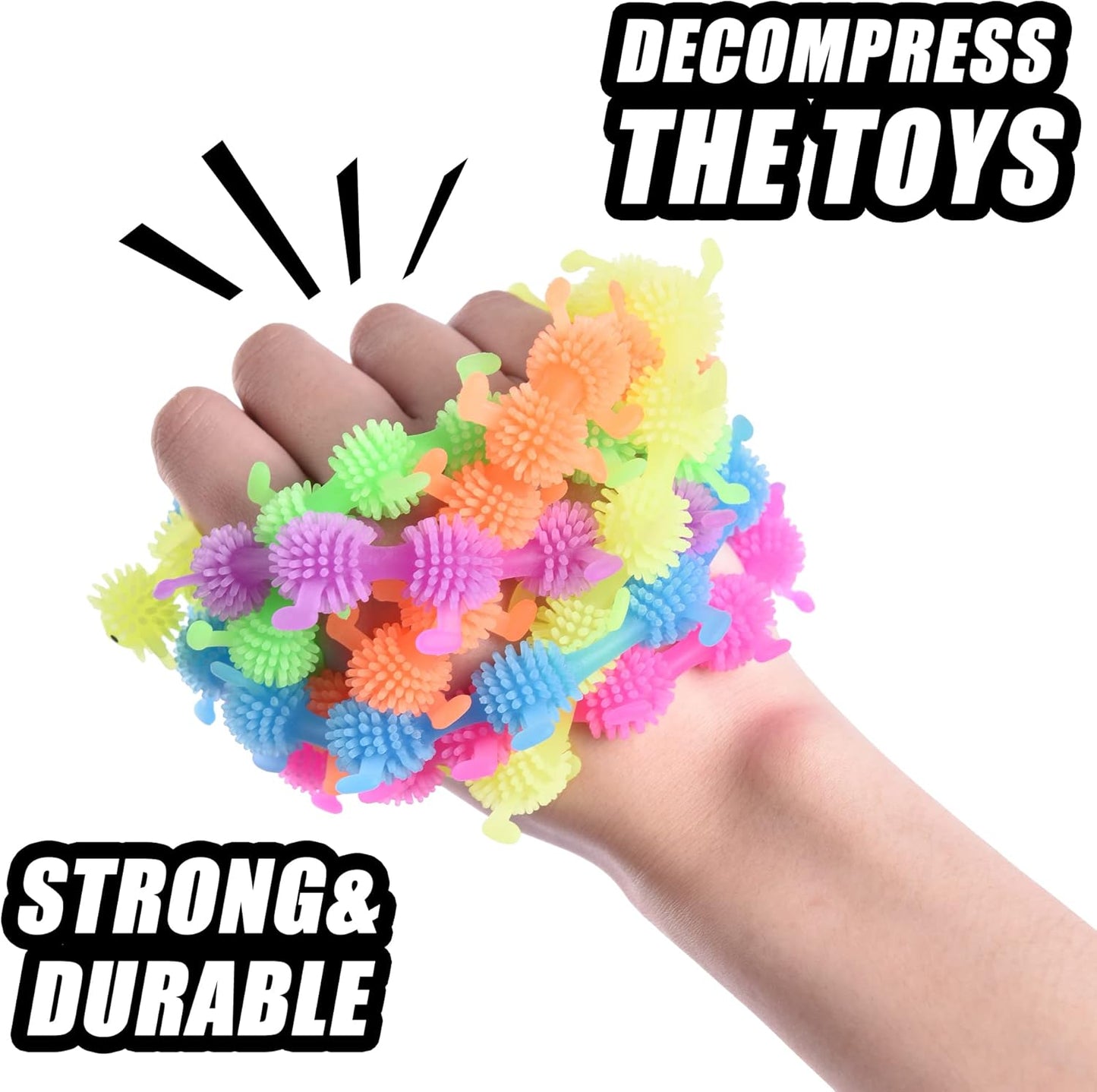 12 PCS Caterpillars Stretchy String Fidget Sensory Toys,Relaxing Toys for Kids and Adults,Relieve Anxiety Stress for Autistic Children,Goodie Bag Fillers(Worm Style)