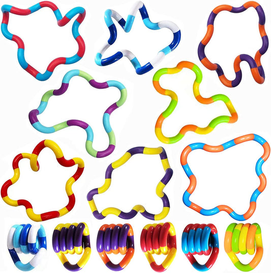 10pcs Tangles Fidget Toys - Sensory Items Quiet Fidget Toys for Adults Boys Girls Anxiety Stress Relief Toys Pack- Squeeze, Twist, Chain Spinner Alternative Gift