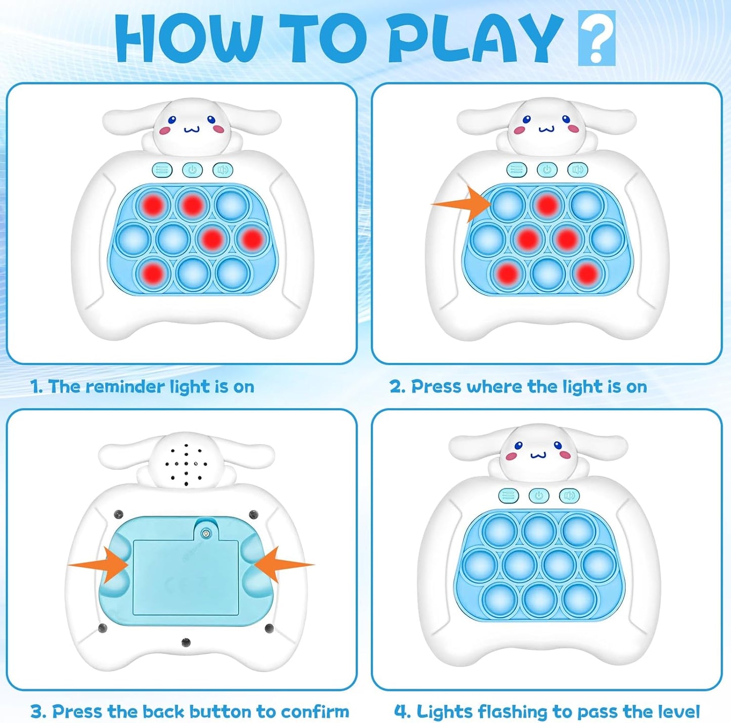 Quick Push Game, Pop Toys Handheld Games,Push Bubble Light Up Game Machine with Music, Quick Push Stress Relief Game Bubble,Light Up Pop Game Gifts for Girls Boys (Cinna), PPJ2406