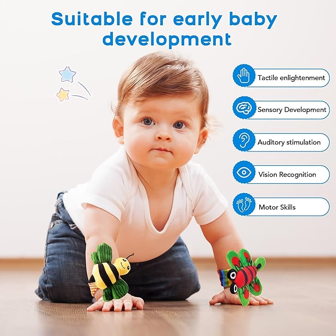 Baby Toys 0-6 Months: Baby Rattles 0-6 Months Baby Essentials for Boys Girl Infant Toys Wrist Rattles Socks Hand & Feet Newborn Essentials Must Haves Registry Search Shower Gifts for 0-3 0-12 Months