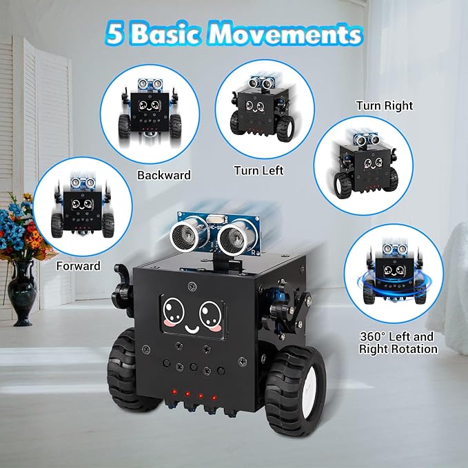 Robot Soldering Project, ICSTATION DIY Robot Car Soldering Practice Kit RC Robot with Time & Expressions Display STEM Science Kits for Adults Teens Ages 15+ School Students Experiment Education