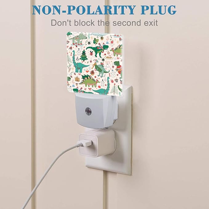 Cute Dinosaur Christmas Night Light for Kids, LED Night Light Plug into Wall with Dusk to Dawn Sensor for Girls Boys Women Men Room Decor, Hallway, Kitchen, Bathroom, Nursery, Stairs