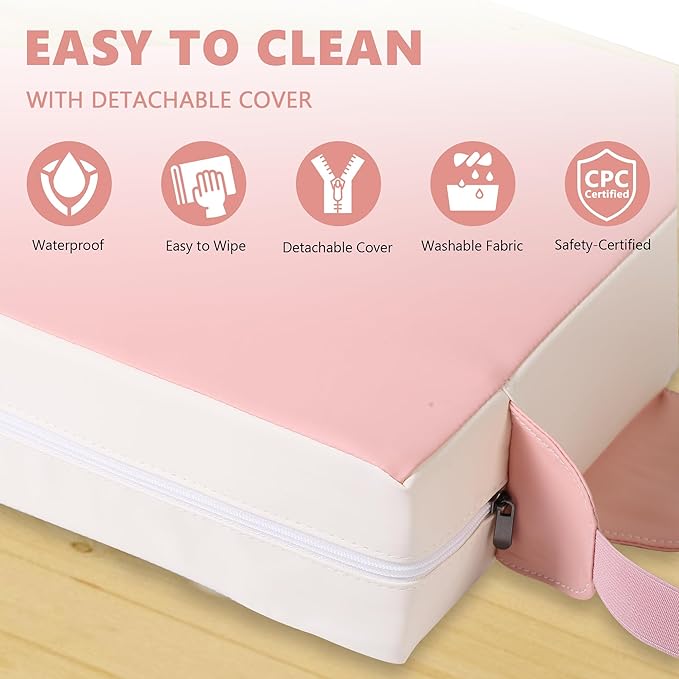 Booster Seat for Kitchen Chair with Adjustable Straps, Toddler Booster Seats for Dining Table Portable for Travel Camping Eating, Booster Cushion for Table for Baby Child Infant Kid Boy Girl